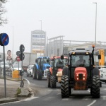 Foto Nicoloro G.   29/01/2024   Ravenna   Protesta degli agricoltori contro le politiche agricole dell' Europa. nella foto l' ingresso in citta' dei trattori.