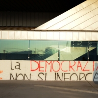 Foto Nicoloro G. 15/12/2013 Milano Prima Assemblea Nazionale del PD dopo le elezioni di Matteo Renzi a segretario. nella foto Uno striscione 