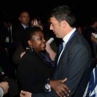 Foto Nicoloro G. 15/12/2013 Milano Prima Assemblea Foto Nicoloro G. 15/12/2013 Milano Prima Assemblea Nazionale del PD dopo le elezioni di Matteo Renzi a segretario. nella foto Matteo Renzi – Cècile Kyienge  