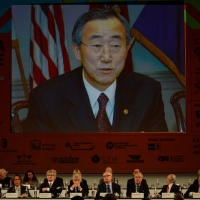 Foto Nicoloro G. 27/10/2013 Rimini Quarantaquattresima edizione delle ” Giornate Internazionali del Centro Pio Manzù ” che ha per tema ” La palma e l’ abete: dialoghi interculturali tra Europa e Mondo Arabo “. nella foto Ban ki-Moon  