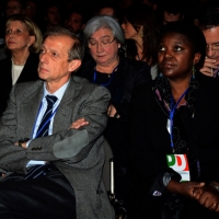 Foto Nicoloro G. 15/12/2013 Milano Prima Assemblea Nazionale del PD dopo le elezioni di Matteo Renzi a segretario. nella foto Piero Fassino – Cècile Kyienge  