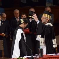 Foto Nicoloro G. 30/10/2013 Bologna Il leader dell’ opposizione birmana Aung San Suu Kyi ospite della città di Bologna per ricevere la cittadinanza onoraria in Comune e la laurea honoris causa in Università. nella foto Aung San Suu Kyi – Ivano Dionigi   