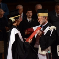 Foto Nicoloro G. 30/10/2013 Bologna Il leader dell’ opposizione birmana Aung San Suu Kyi ospite della città di Bologna per ricevere la cittadinanza onoraria in Comune e la laurea honoris causa in Università. nella foto Aung San Suu Kyi – Ivano Dionigi 