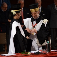 Foto Nicoloro G. 30/10/2013 Bologna Il leader dell’ opposizione birmana Aung San Suu Kyi ospite della città di Bologna per ricevere la cittadinanza onoraria in Comune e la laurea honoris causa in Università. nella foto Aung San Suu Kyi – Ivano Dionigi 