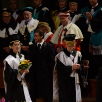 Foto Nicoloro G. 30/10/2013 Bologna Il leader dell’ opposizione birmana Aung San Suu Kyi ospite della città di Bologna per ricevere la cittadinanza onoraria in Comune e la laurea honoris causa in Università. nella foto Aung San Suu Kyi – Ivano Dionigi   