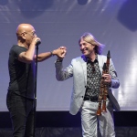 17/07/2022  Gatteo Mare  ( FC )   Quinta tappa de ' La Milanesiana ' in Emilia-Romagna. nella foto il cantante e scrittore Enrico Ruggeri, a sinistra, e il musicista Moreno ' il biondo ' Conficconi.