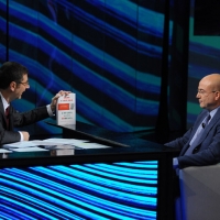 Foto Nicoloro G. 09/12/2012 Milano Trasmissione televisiva su Rai3 ” Che tempo che fa ” condotta da Fabio Fazio. nella foto Fabio Fazio – Aldo Cazzullo