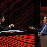 Foto Nicoloro G. 09/12/2012 Milano Trasmissione televisiva su Rai3 ” Che tempo che fa ” condotta da Fabio Fazio. nella foto Fabio Fazio – Gianfranco Fini