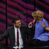 Foto Nicoloro G. 09/12/2012 Milano Trasmissione televisiva su Rai3 ” Che tempo che fa ” condotta da Fabio Fazio. nella foto Fabio Fazio – Luciana Littizzetto