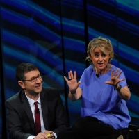 Foto Nicoloro G. 09/12/2012 Milano Trasmissione televisiva su Rai3 ” Che tempo che fa ” condotta da Fabio Fazio. nella foto Fabio Fazio – Luciana Littizzetto