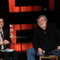 Foto Nicoloro G. 10/12/2012 Milano Trasmissione televisiva su Rai3 ” Che tempo che fa ” condotta da Fabio Fazio. nella foto Fabio Fazio – Francesco Guccini 