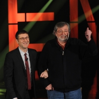 Foto Nicoloro G. 10/12/2012 Milano Trasmissione televisiva su Rai3 ” Che tempo che fa ” condotta da Fabio Fazio. nella foto Fabio Fazio – Francesco Guccini 
