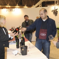Foto Nicoloro G. 04/11/2011 Ravenna Nona edizione della rassegna ” GiovinBacco ” la piu’ grande festa dedicata al famoso vino romagnolo Sangiovese. In vetrina e pronti per essere degustati 140 vini di 73 tra le migliori cantine romagnole. All’ interno della manifestazione anche il concorso ” Trofeo la Piadina d’ oro di Romagna “. nella foto Assaggio di vini