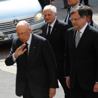 Foto Nicoloro G. 14/05/2012 Milano Si e’ tenuta in Borsa la relazione annuale della Consob alla presenza del Capo dello Stato Giorgio Napolitano. nella foto Giorgio Napolitano – Giuseppe Vegas