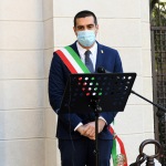 Foto Nicoloro G.   17/10/2020   Ravenna   Ricollocamento nella tomba di Dante della Croce d' oro donata nel 1965 da papa Paolo VI e recentemente benedetta da papa Francesco. nella foto il sindaco di Ravenna Michele de Pascale.