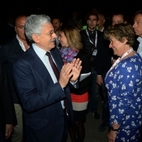 Foto Nicoloro G.  06/05/2014  Rimini   Si è aperto ufficialmente il 17° Congresso della CGIL. nella foto il segretario generale Susanna Camusso e Massimo D'Alema.