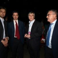 Foto Nicoloro G. 06/05/2014  Rimini   Si è aperto ufficialmente il 17° Congresso della CGIL. nella foto da sinistra il sindaco di Rimini Andrea Gnassi, il ministro Andrea Orlando, Vasco Errani e il prefetto Claudio Palomba.