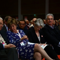 Foto Nicoloro G. 06/05/2014  Rimini   Si è aperto ufficialmente il 17° Congresso della CGIL. nella foto da sinistra il presidente ANPI Carlo Smuraglia, Susanna Camusso, Bernadette Sègol, Raffaele Bonanni e Luigi Angeletti.