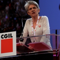 Foto Nicoloro G. 06/05/2014  Rimini   Si è aperto ufficialmente il 17° Congresso della CGIL. nella foto il segretario generale della Confederazione Europea dei Sindacati Bernadette Sègol.