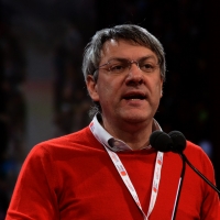 Foto Nicoloro G.  07/05/2014  Rimini     Seconda giornata del 17° Congresso della CGIL. nella foto Maurizio Landini durante il suo accalorato intervento.