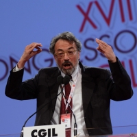 Foto Nicoloro G.  07/05/2014  Rimini     Seconda giornata del 17° Congresso della CGIL. nella foto Giorgio Cremaschi altro intervento critico.