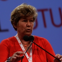 Foto Nicoloro G.  08/05/2014  Rimini  Terza e conclusiva giornata del 17° Congresso della CGIL. nella foto Susanna Camusso durante il suo discorso di chiusura del Congresso.