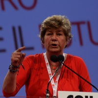 Foto Nicoloro G.  08/05/2014  Rimini  Terza e conclusiva giornata del 17° Congresso della CGIL. nella foto Susanna Camusso durante il suo discorso di chiusura del Congresso.