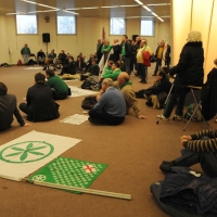 Foto Nicoloro G. 04/12/2011 Vicenza Dopo quattro anni si riunisce il Parlamento Padano nella sua sede di villa " La Favorita ". nella foto Simpatizzanti leghisti mentre guardano gli interventi sul grande schermo