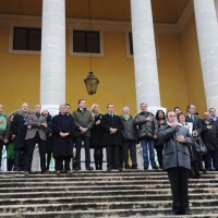 Foto Nicoloro G. 04/12/2011 Vicenza Dopo quattro anni si riunisce il Parlamento Padano nella sua sede di villa " La Favorita ". nella foto Umberto Bossi con lo stato maggiore della Lega Nord