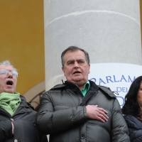 Foto Nicoloro G. 04/12/2011 Vicenza Dopo quattro anni si riunisce il Parlamento Padano nella sua sede di villa " La Favorita ". nella foto Umberto Bossi – Roberto Calderoli – Rosy Mauro