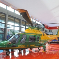 Foto Nicoloro G. Rimini 02/12/2010 Giornata inaugurale della Seconda edizione del ” Salone della Giustizia ” che si svolge dal 02 al 05 dicembre alla Fiera di Rimini. nella foto Un elicottero della Guardia di Finanza