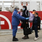 Foto Nicoloro G.  10/04/2024    Ravenna   E\' approdata alla banchina di Marina di Ravenna la nave Ong Life Support con a bordo 200 migranti, dei quali 167 sono uomini, 15 sono donne e 18 minori di cui 8 non accompagnati. I paesi di provenienza dei migranti sono il Bangladesh, la Siria, il Pakistan, l\'  Eritrea, l\' Egitto e il Ghana. nella foto sono una decina le famiglie con minori al seguito.