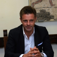 Foto Nicoloro G.    17/09/2014     Ravenna    Conferenza stampa di " Linea Rosa ", associazione di volontariato, per presentare la nuova iniziativa che vede la realizzazione di uno spot contro la violenza sulle donne. nella foto  l' arbitro internazionale Nicola Rizzoli, testimonial e attore nello spot.
