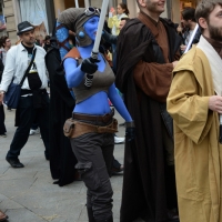 Foto Nicoloro G.   03/05/2015  Milano   Si è svolto lo " Star Wars Day " che ha richiamato una moltitudine di appassionati della saga cinematografica di fantascienza di Star Wars. nella foto lungo il corteo della parata che ha attraversato il centro della città.