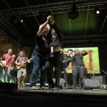 Foto Nicoloro G.   02/07/2023   Bagnacavallo ( RA )   La Milanesiana nel suo giro in Romagna fa tappa a Bagnacavallo. nella foto sul palco insieme gli Extraliscio e la Bandabardo\'.