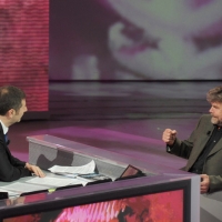Foto Nicoloro G. 01/01/2012 Milano Trasmissione televisiva su Rai3 " Che tempo che fa " condotta da Fabio Fazio e interamente dedicata al ricordo dello scalatore ed esploratore Walter Bonatti. nella foto Fabio Fazio – Reinhold Messner