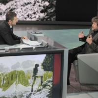 Foto Nicoloro G. 01/01/2012 Milano Trasmissione televisiva su Rai3 " Che tempo che fa " condotta da Fabio Fazio e interamente dedicata al ricordo dello scalatore ed esploratore Walter Bonatti. nella foto Fabio Fazio – Reinhold Messner
