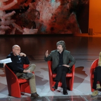 Foto Nicoloro G. 01/01/2012 Milano Trasmissione televisiva su Rai3 " Che tempo che fa " condotta da Fabio Fazio e interamente dedicata al ricordo dello scalatore ed esploratore Walter Bonatti. nella foto Fabio Fazio – Paolo Ruiz – Reinhold Messner – Marco Albino Ferrari