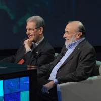 Foto Nicoloro G. 20/01/2013 Milano, Trasmissione televisiva su Rai3 ”Che tempo che fa” condotta da Fabio Fazio. nella foto Salvatore Settis – Carlo Petrini