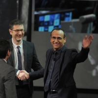 Foto Nicoloro G. 20/01/2013 Milano, Trasmissione televisiva su Rai3 ”Che tempo che fa” condotta da Fabio Fazio. nella foto Fabio Fazio – Carlo Conti