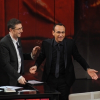 Foto Nicoloro G. 20/01/2013 Milano, Trasmissione televisiva su Rai3 ”Che tempo che fa” condotta da Fabio Fazio. nella foto Fabio Fazio – Carlo Conti 