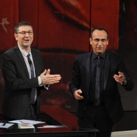 Foto Nicoloro G. 20/01/2013 Milano, Trasmissione televisiva su Rai3 ”Che tempo che fa” condotta da Fabio Fazio. nella foto Fabio Fazio – Carlo Conti 