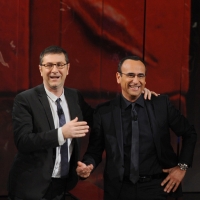 Foto Nicoloro G. 20/01/2013 Milano, Trasmissione televisiva su Rai3 ”Che tempo che fa” condotta da Fabio Fazio. nella foto Fabio Fazio – Carlo Conti 