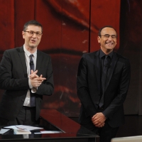 Foto Nicoloro G. 20/01/2013 Milano, Trasmissione televisiva su Rai3 ”Che tempo che fa” condotta da Fabio Fazio. nella foto Fabio Fazio – Carlo Conti 