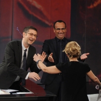 Foto Nicoloro G. 20/01/2013 Milano, Trasmissione televisiva su Rai3 ”Che tempo che fa” condotta da Fabio Fazio. nella foto Fabio Fazio – Carlo Conti – Luciana Littizzetto   