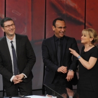 Foto Nicoloro G. 20/01/2013 Milano, Trasmissione televisiva su Rai3 ”Che tempo che fa” condotta da Fabio Fazio. nella foto Fabio Fazio – Carlo Conti – Luciana Littizzetto   