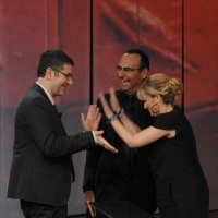 Foto Nicoloro G. 20/01/2013 Milano, Trasmissione televisiva su Rai3 ”Che tempo che fa” condotta da Fabio Fazio. nella foto Fabio Fazio – Carlo Conti – Luciana Littizzetto   
