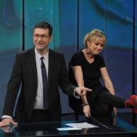 Foto Nicoloro G. 20/01/2013 Milano, Trasmissione televisiva su Rai3 ”Che tempo che fa” condotta da Fabio Fazio. nella foto Fabio Fazio – Luciana Littizzetto    