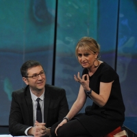 Foto Nicoloro G. 20/01/2013 Milano, Trasmissione televisiva su Rai3 ”Che tempo che fa” condotta da Fabio Fazio. nella foto Fabio Fazio – Luciana Littizzetto       