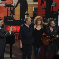 Foto Nicoloro G. 23/01/2012 Milano Trasmissione televisiva su Rai3 ” Che tempo che fa ” condotta da Fabio Fazio. nella foto Fabio Fazio – Ivano Fossati – Fiorella Mannoia – Zucchero Fornaciari